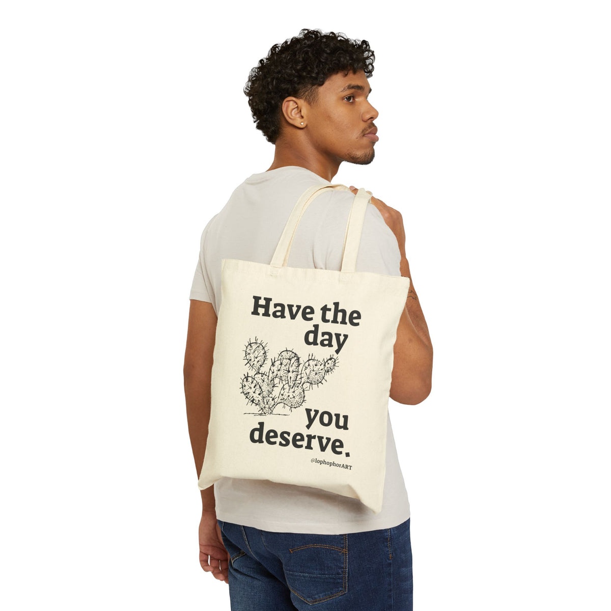 Have the Day Opuntia Lopho Canvas Tote Bag